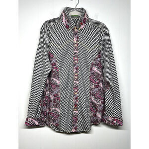 Why Not by Larritus Button Down Shirt Size Medium Checked Paisley Flip Cuff New